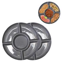 2 Petisqueira Melamina Prato 5 Divisões 23cm Porções Petisco 2 Petisqueira Melamina Prato 5 Divisões 23cm Porções Petisco