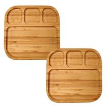2 Petisqueira Prato em Bambu 4 Divisórias Alimentos Atacado