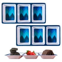 2 Petisqueira Turquia Retangular 3 Divisões Servir Petiscos 33,8cm