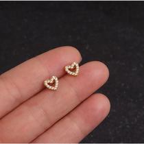 2 Piercing Tragus Cartilagem Coração Zirconia 6mm - Par 2 Piercing Tragus Cartilagem Coração Zirconia 6mm - Par
