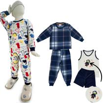 2 Pijamas Infantis Menino Inverno Soft + 1 Verão - 6 peças - Minhoquéce