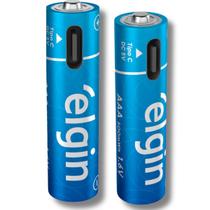 2 Pilha Recarregável AAA Elgin USB-C Palito Alcalina 2 Pilha Recarregável AAA Elgin USB-C Palito Alcalina
