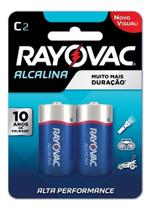 2 Pilhas Alcalinas Rayova Tipo C (média) - Longa Duração