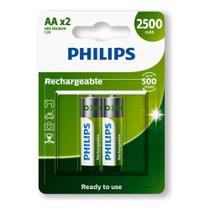 2 Pilhas Bateria AA Philips Recarregável 2500mah 2A Pequena 1 Cartela 2 Pilhas Bateria AA Philips Recarregável 2500mah 2A Pequena 1 Cartela