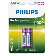 2 Pilhas Recarregáveis Palito AAA Philips 1000mAh 2 Pilhas Recarregáveis Palito AAA Philips 1000mAh