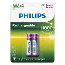 2 Pilhas Recarregáveis Philips Aaa 1000 mAh Originais Palito Prontas pro Uso RTU 2 Pilhas Recarregáveis Philips Aaa 1000 mAh Originais Palito Prontas pro Uso RTU
