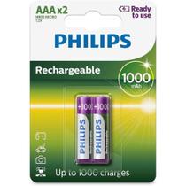 2 Pilhas Recarregáveis Philips AAA 1000mAh Originais Palito Prontas pro Uso 2 Pilhas Recarregáveis Philips AAA 1000mAh Originais Palito Prontas pro Uso