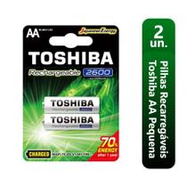 2 Pilhas Recarregáveis Toshiba AA Pequena 2600mAh 1,2v