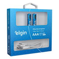 2 Pilhas Recarregável Aaa Tipo C Com Cabo 500mwh Elgin 2 Pilhas Recarregável Aaa Tipo C Com Cabo 500mwh Elgin