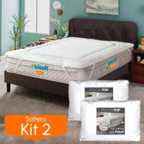 2 Pillow Top Solteiro 90x1,90 Capa de Colchão Macio Hipoalérgico Poliéster PetFom Proteção e Maciez