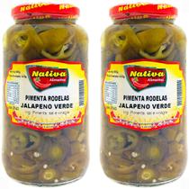 2 Pimentas Jalapeño Verde em Rodelas Conserva 880g Nativa