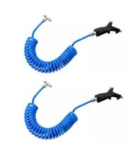 2 Pistola De Ar Botão Mangueira Cabine Caminhão Azul