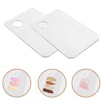 2 Placa Acrílico Para Maquiagem Retangular De Mão Mistura Base Corretivo