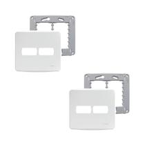 2 Placa Espelho 4x4 2 Mod Branca Miluz S3B77420 Com Suporte