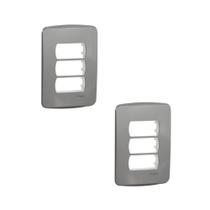 2 Placa/Espelho Alumínio 4X2 3 Mod S3B77132 Miluz Schneider