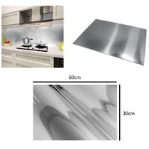 2 Placas Adesivo Papel De Parede Liso Prata Metálico 60x30cm