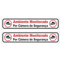 2 Placas Ambiente Monitorado Câmeras De Segurança 25x5cm Ps
