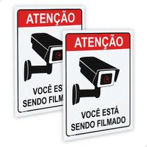 2 Placas Ambiente Monitorado Câmeras Você Está Sendo Filmado