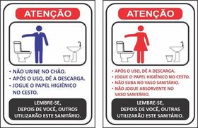 2 Placas Banheiro Masculino E Feminino Regras 20x15cm Ps1mm