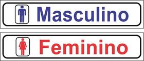 2 Placas Banheiro Masculino E Feminino Sanitário 25x5cm