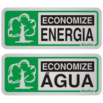 2 Placas de Alumínio Auto-Adesiva 5x12cm Economize Energia / Economize Água - 900 BB - SINALIZE