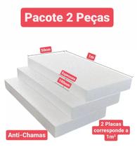 2 placas de isopor eps anti-chamas 100mm, tamanho 100 x 50cm