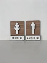 2 Placas de sinalização Masculino e Feminino Gravado em mdf 2 Placas de sinalização Masculino e Feminino Gravado em mdf