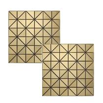 2 Placas Decorativa Papel De Parede Mosaico Dourado 30x30cm