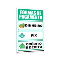 2 Placas Formas De Pagamento Pix Dinheiro Cartão Caixa Estabelecimento 15x25cm