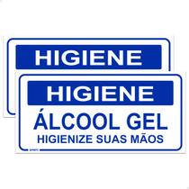 2 Placas Higiene Álcool Gel Higienize Suas Mãos 10x20cm