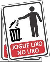 2 Placas Jogue O Lixo Na Lixeira Sinalização 20x15cm Ps1mm