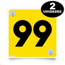 2 Placas Para Motorista de Aplicativo 99 13x13cm em PS de 1mm