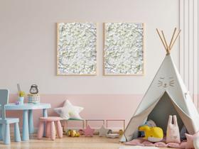 2 Placas para Parede Painel com Flores Artificiais 60x40cm Decoração de Ambientes