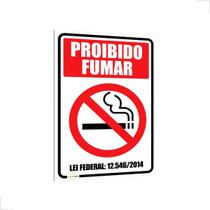 2 Placas Proibido Fumar Lei Federal Vermelha 20x30cm