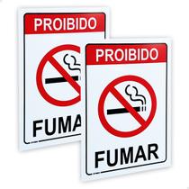 2 Placas Proibido Fumar Plaquinha Não Fume Aviso Lei 20x15