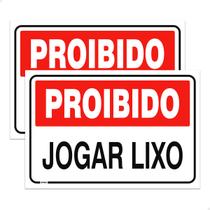 2 Placas Proibido Jogar Lixo Sinalização 20x30 Ps 1mm