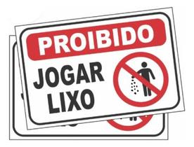 2 Placas Proibido Jogar Lixo Sinalização E Aviso 30x20cm