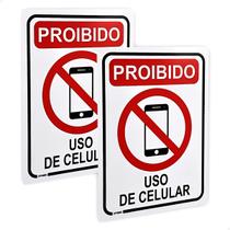 2 Placas Proibido Uso De Celular 20x15 Aviso Sinalização