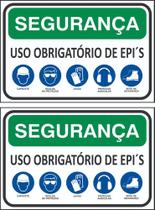 2 Placas Segurança Uso Obrigatório De Epi 30x20 Sinalização