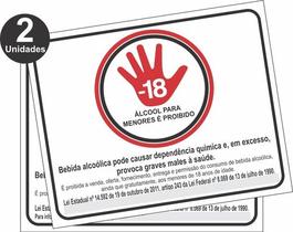 2 Placas Sinalização Proibido Bebida Alcoólica P/ Menores 2 Placas Sinalização Proibido Bebida Alcoólica P/ Menores