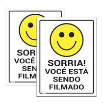 2 Placas Sinalização Sorria Você Está Sendo Filmado 20x15cm 2 Placas Sinalização Sorria Você Está Sendo Filmado 20x15cm