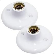 2 Plafon Simples Suporte Lâmpadas Bocal Cerâmico E27 Padrão Branco 2 Plafon Simples Suporte Lâmpadas Bocal Cerâmico E27 Padrão Branco
