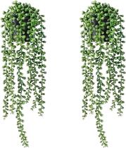 2 Plantas de pendurar suculentas 65cm realistas artificiais