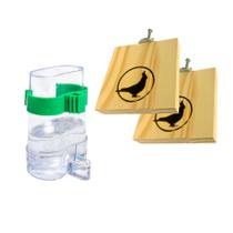 2 Plataforma Poleiro + Bebedor Bebedouro Calopsita Periquito 2 Plataforma Poleiro + Bebedor Bebedouro Calopsita Periquito