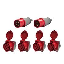 2 Plug Industrial + 4 Tomada Sobrepor Ind. 32a 3p+t 380v 6h