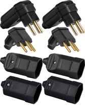 2 Plug Macho 3 Pinos 10a 90 Graus + 2 Plug Macho 3 Pinos 20a 90 Graus + 2 Tomada Femea 3 Pinos 20a + 2 Tomada Femea 3 Pinos 10a Preto