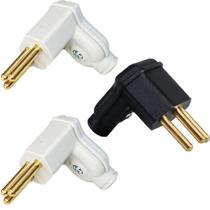 2 Plug Macho Branco + Plugue Preto 3 Pinos 10a 90 Graus Margirius