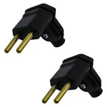 2 Plug Plugue Macho 2 Pinos 10a 90 Graus Preto Margirius