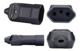 2 Plugue Plug Tomada Fêmea Preta 3 Pinos 20a Preto Margirius