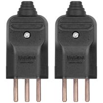 2 Plugue Tomada Macho Com Prensa Cabo 3 Pinos 10a Margirius